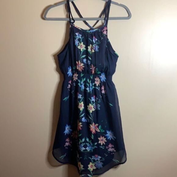 O’Neill Navy Blue Short Floral Dress - Picture 1 of 6